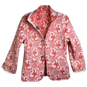 Patty Kim Jacket Womens Size Medium‎ Orange/White Quilted Reversible Blazer